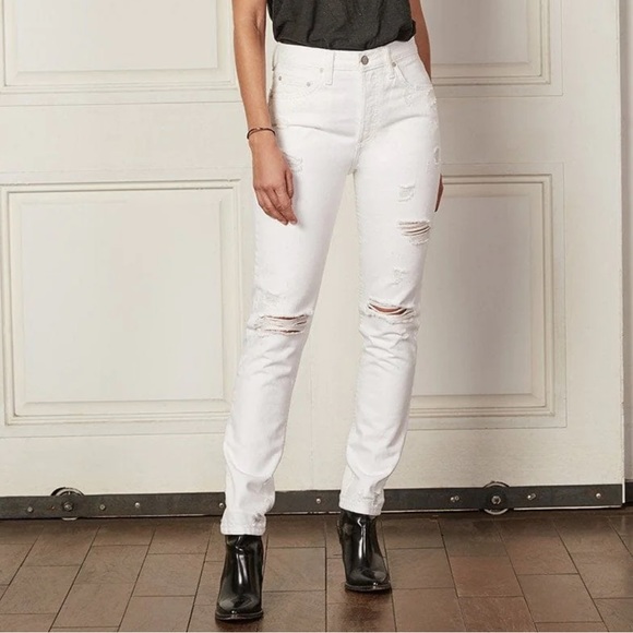 NWT Boyish the Billy rigid skinny jeans in sweet baby Jane white distressed - Picture 1 of 16